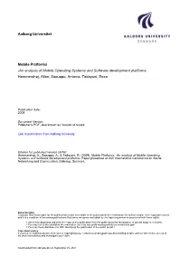 Aalborg Universitet Mobile Platforms -An Analysis of Mobile Operating