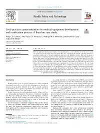 Good Practices Systematization for Medical Equipment Development and Certiﬁcation Process: a Brazilian Case Study