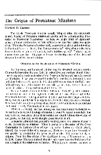 The Origin of Protestant Missions