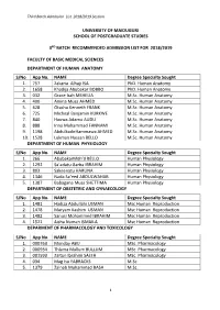 Third Batch Admission List 2018/2019 Session 1
