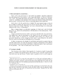 Topic 35: Sixth Commandment of the Decalogue