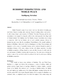 Buddhist Perspectives and World Peace