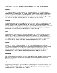 Characters from the Tempest – from the Site “No Fear Shakespeare”