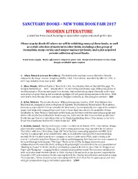 MODERN LITERATURE a Selection from Stock Focusing on Association Copies and Small Print Runs