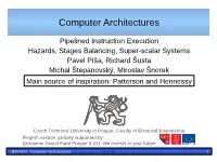 Pipelined Instruction Executionhazards, Stages