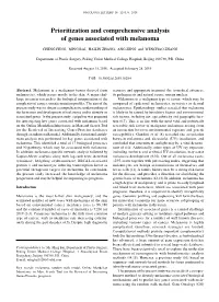 Prioritization and Comprehensive Analysis of Genes Associated with Melanoma