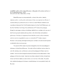 Ronald Roseman: a Biographical Description and Study of His Teaching Methodology