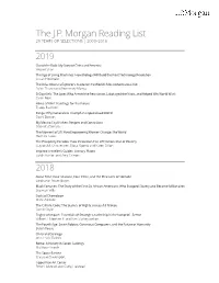 The J.P. Morgan Reading List 20 YEARS of SELECTIONS | 2000–2019