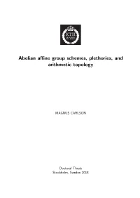 Abelian Affine Group Schemes, Plethories, and Arithmetic Topology