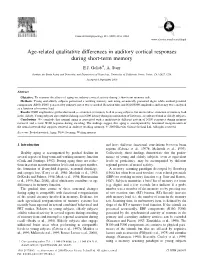 Age-Related Qualitative Differences in Auditory Cortical Responses During Short-Term Memory