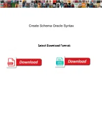 Create Schema Oracle Syntax