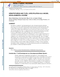 Hematopoiesis and T-Cell Specification As a Model Developmental System
