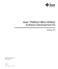 Javatm Platform Micro Edition Software Development Kit