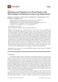 Modeling and Validation of a Diesel Engine with Turbocharger for Hardware-In-The-Loop Applications