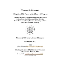 Papers of Thomas G. Corcoran [Finding Aid