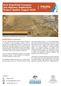 Port Wakefield Overpass and Highway Duplication Project Update August 2020