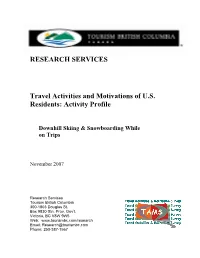 Activity Profile Downhill Skiing & Snowboarding While on Trips