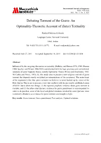 Debating Torment of the Grave: an Optimality-Theoretic Account of (Inter) Textuality