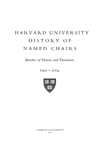 Harvard University History of Named Chairs