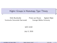 Higher Groups in Homotopy Type Theory