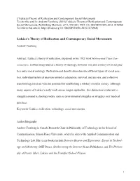 Lukács's Theory of Reification and Contemporary Social Movements