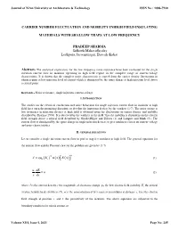 Carrier Number Fluctuation and Mobility Inhigh Field Insulating Materials