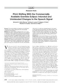 Pitch Shifting with the Commercially Available Eventide Eclipse: Intended and Unintended Changes to the Speech Signal