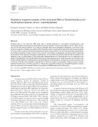 Restriction Fragment Analysis of the Ribosomal DNA of Paratelmatobius and Scythrophrys Species (Anura, Leptodactylidae)