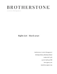Rights List : March 2020