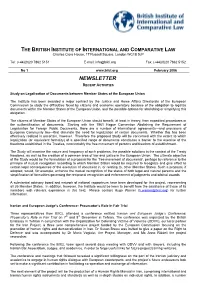 THE BRITISH INSTITUTE of INTERNATIONAL and COMPARATIVE LAW Charles Clore House, 17 Russell Square, London WC1B 5JP