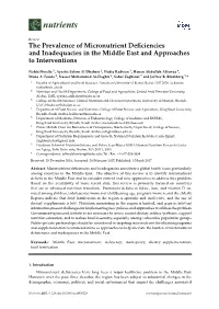 The Prevalence of Micronutrient Deficiencies and Inadequacies In