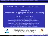 INFOCOMP / Datasys 2017 International Expert Panel: Challenges on Web Semantic Mapping and Information Processing