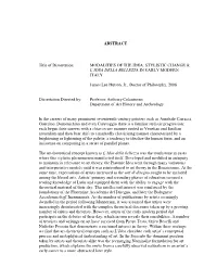 Stylistic Change & L'idea Della Bellezza in Early Modern