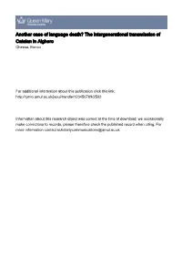 The Intergenerational Transmission of Catalan in Alghero Chessa, Enrico
