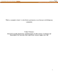 A Critical Look at Participatory Research Projects with Indigenous Communities
