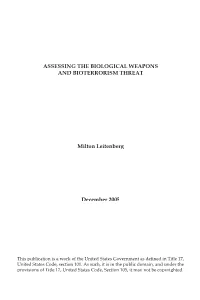 Assessing the Biological Weapons and Bioterrorism Threat