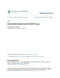 Hans Dietrich Genscher and the CSCE Process