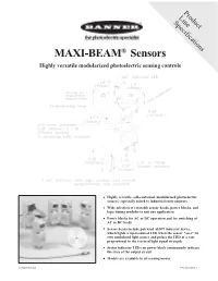 MAXI-BEAM® Sensors Highly Versatile Modularized Photoelectric Sensing Controls