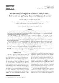 Particle Analysis of Lighter Flint Residues Using Scanning Electron Microscopy/Energy Dispersive X-Ray Spectrometry