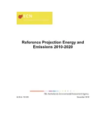 Reference Projection Energy and Emissions 2010-2020