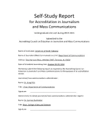 Self-Study Report for Accreditation in Journalism and Mass Communications