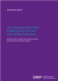 The Jobcentre Plus Offer: Findings from the First Year of the Evaluation