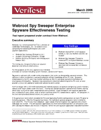 Webroot Spy Sweeper Enterprise Spyware Effectiveness Testing Test Report Prepared Under Contract from Webroot