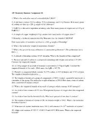 AP Chemistry Summer Assignment #6 1. What Is the Molecular Mass Of