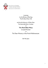 Liturgy for Licensing of Alan Moss