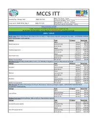 MCCS ITT Mon ‐ Fri: 9 A.M