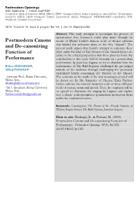Postmodern Canons and De-Canonizing Function of Performance