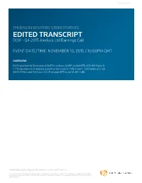 Q4 2015 Earnings Call Transcript
