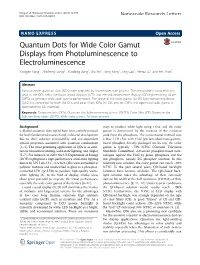 Quantum Dots for Wide Color Gamut Displays from Photoluminescence