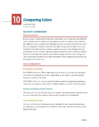 10 Comparing Colors LABORATORY 1 C L a S S S E S S I O N